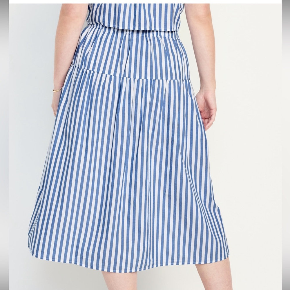 Old Navy xxl drop waist midi skirt blue and white skirt. New nwt - Picture 3 of 7